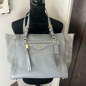 Coach Kleo Carryall  Granite  Shoulder Bag Tote With Suede Sides